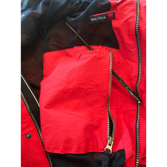NAUTICA Red Blue Hoodie Windbreaker Jacket Coat size Men's Large - Picture 9 of 11